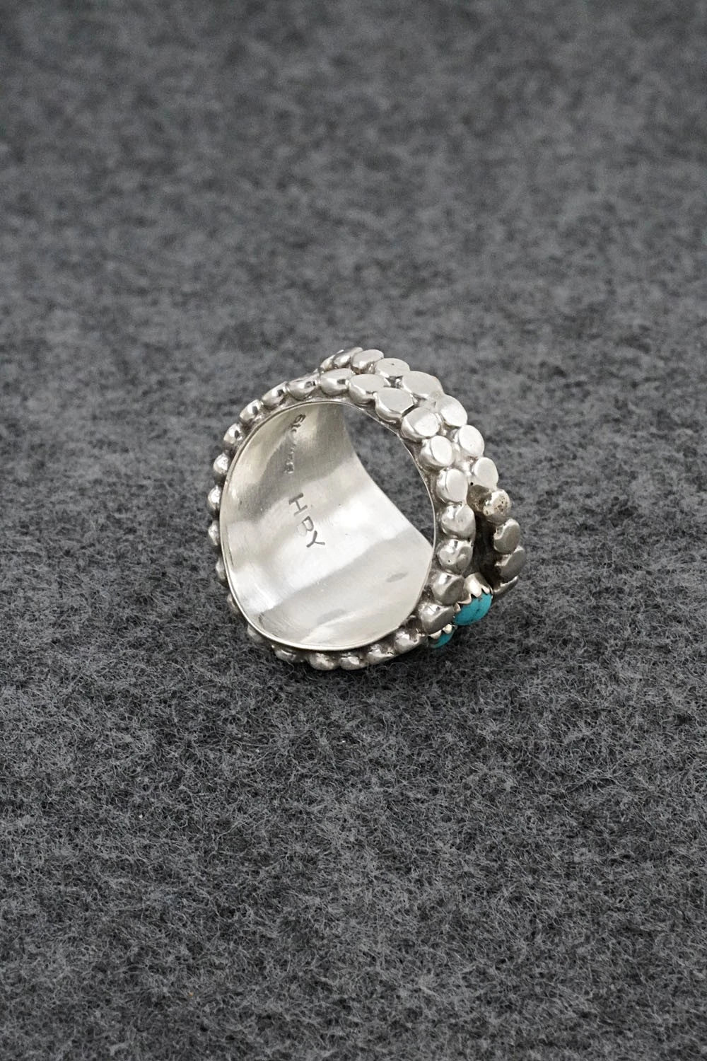 Turquoise & Sterling Silver Ring - Harry B. Yazzie - Size 8.5