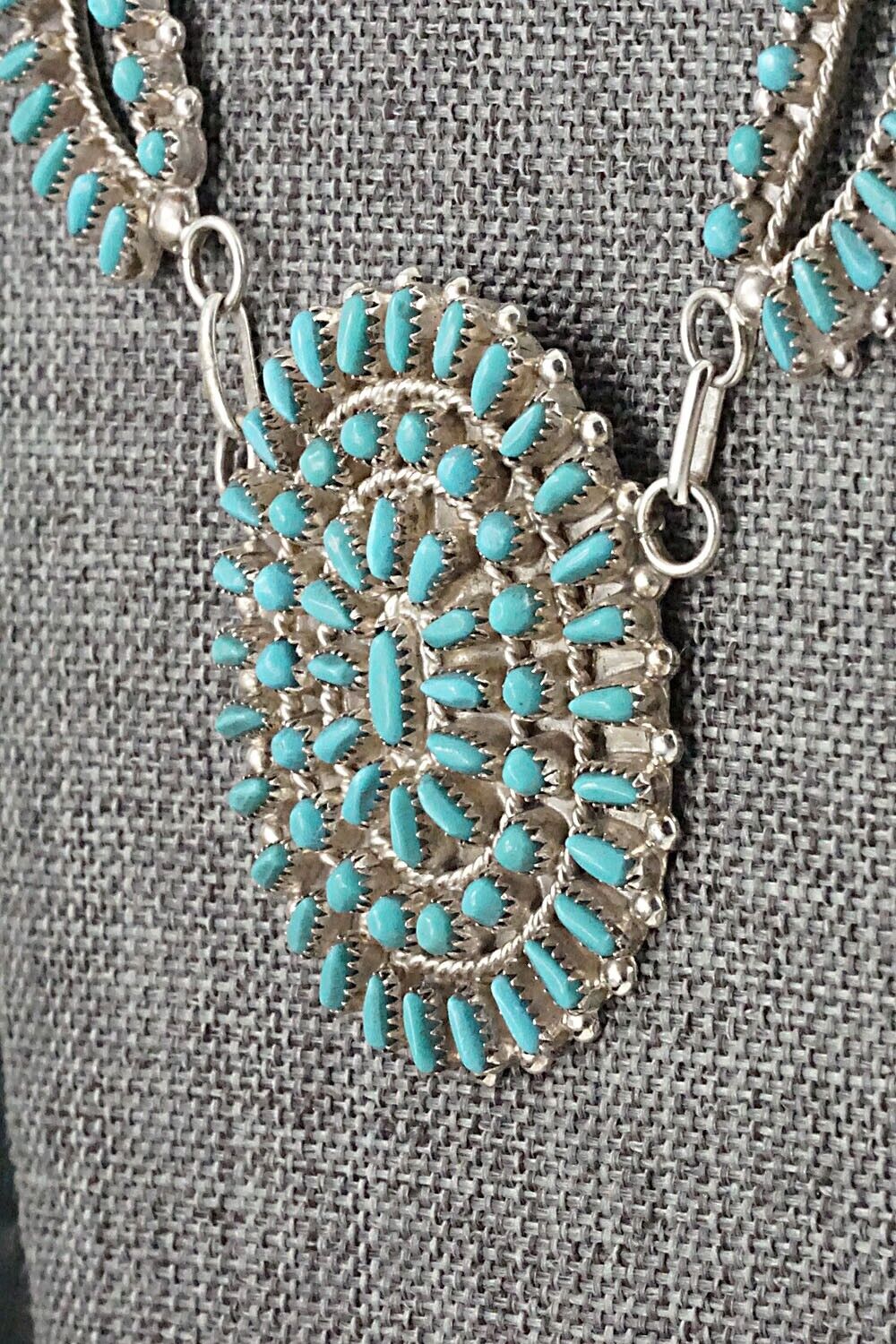 Turquoise & Sterling Silver Necklace and Earrings Set - Vergie Lonjose