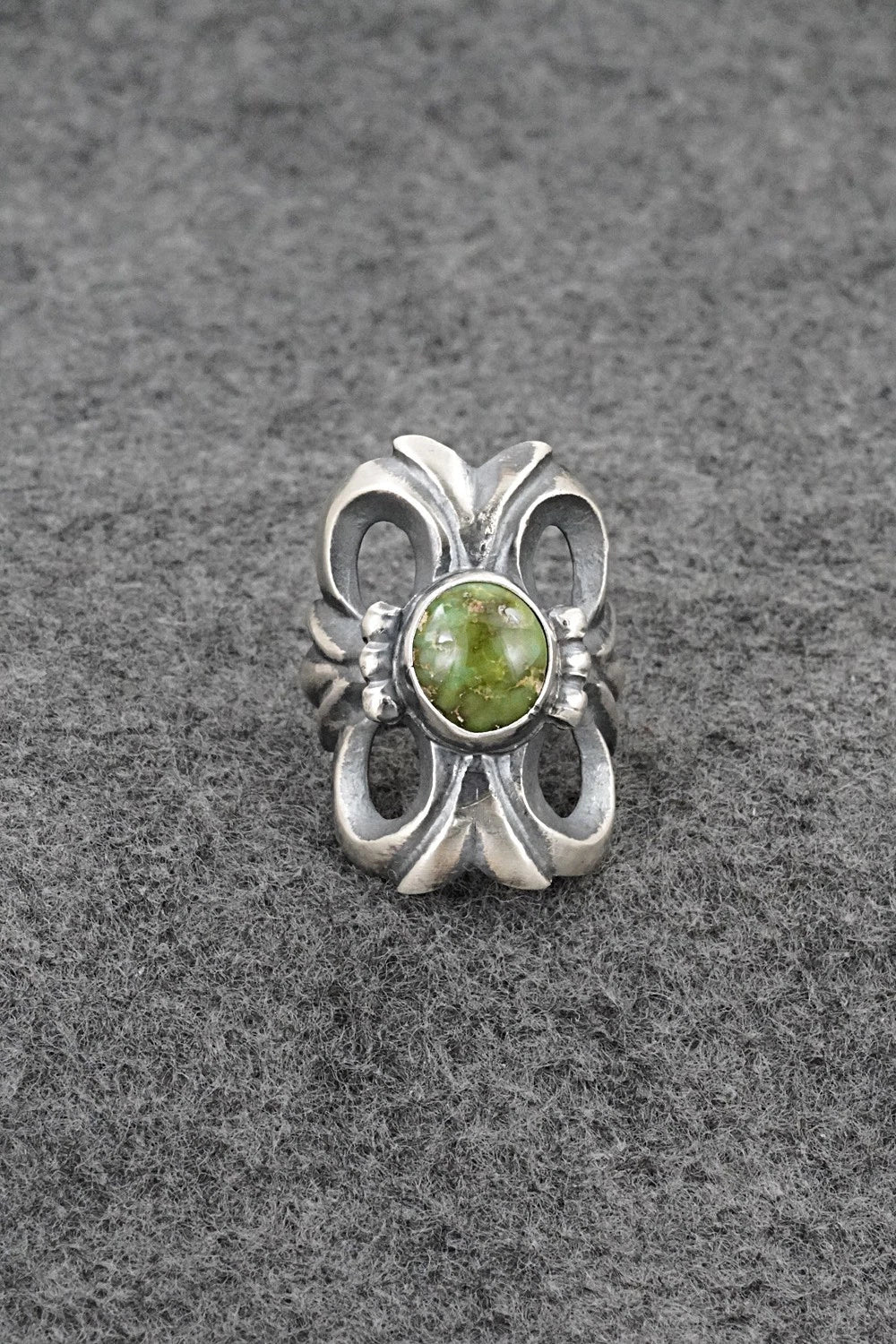 Turquoise & Sterling Silver Ring - Harrison Bitsue - Size 7