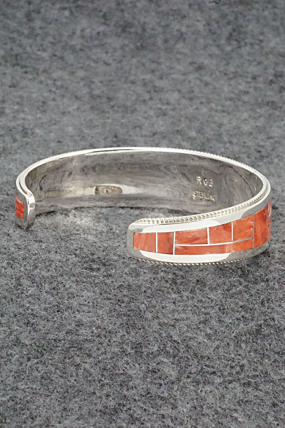 Spiny Oyster & Sterling Silver Inlay Bracelet - Rickel Booqua