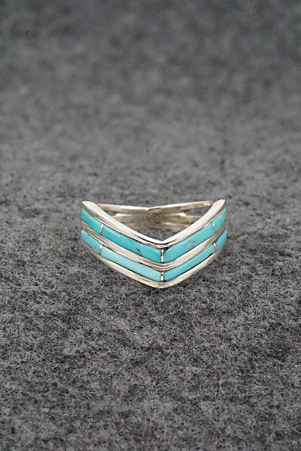 Turquoise & Sterling Silver Ring - Andrew Enrico - Size 8