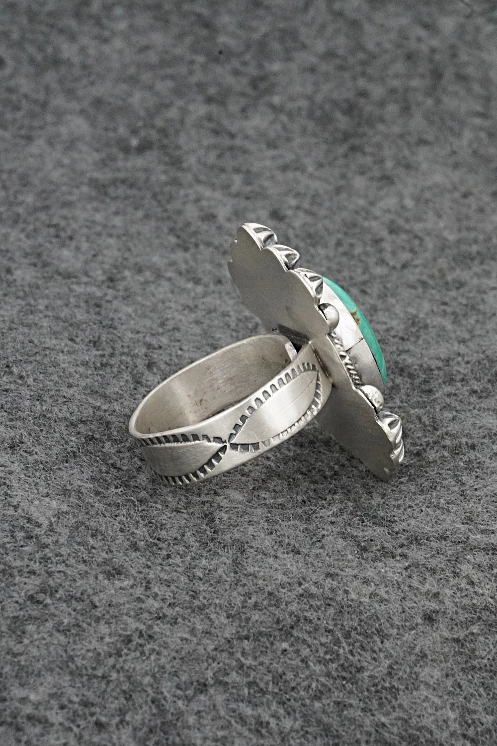 Turquoise & Sterling Silver Ring - Cordell Platero - Size Adjustable