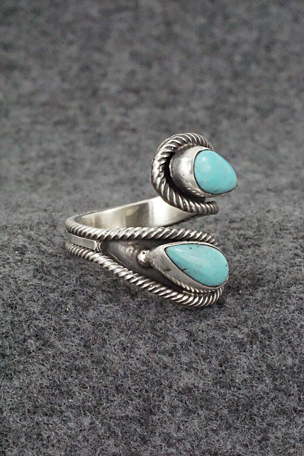 Turquoise & Sterling Silver Ring - Kenny Lonjose - Size 7.5