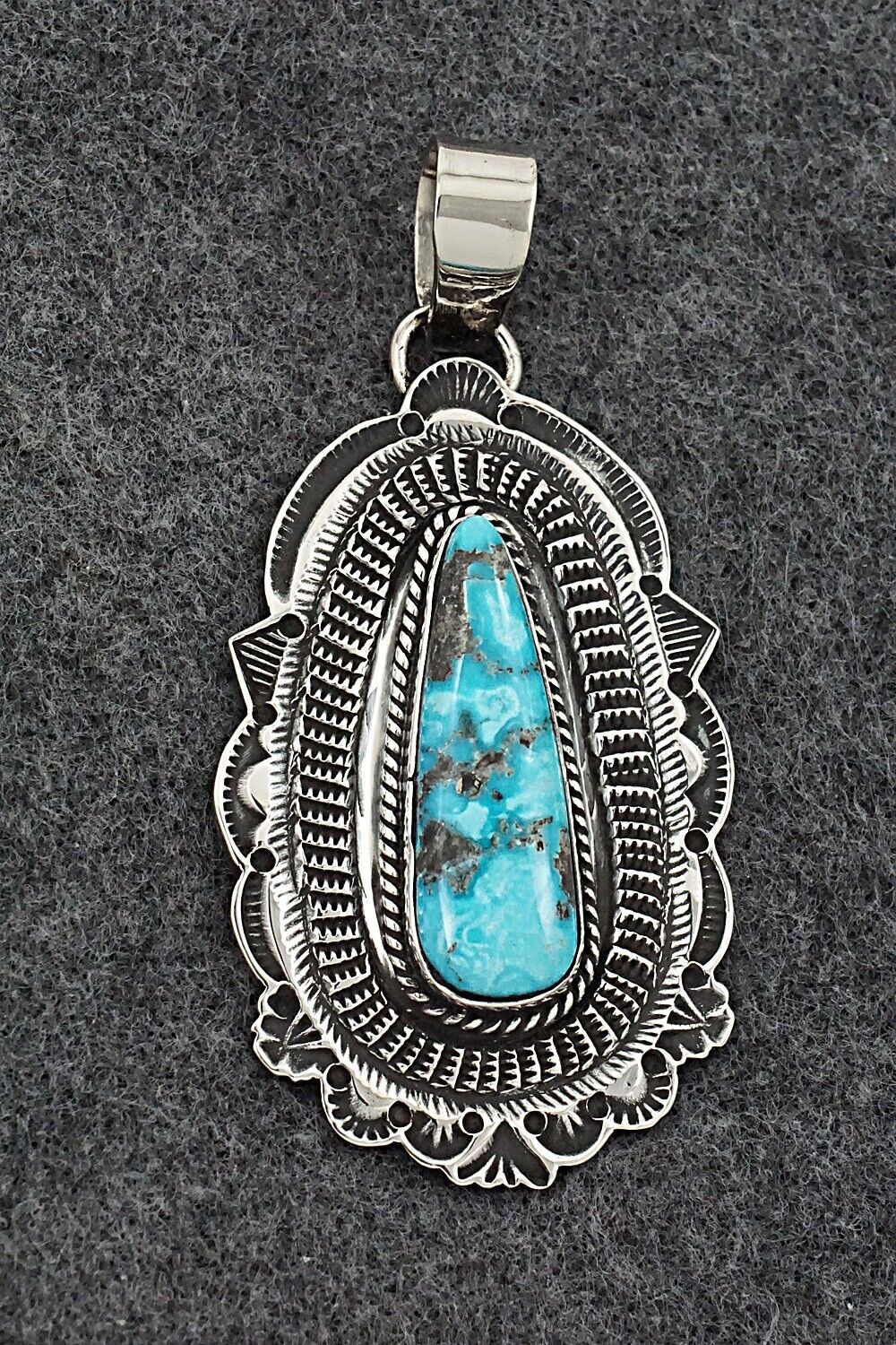 Turquoise & Sterling Silver Pendant - Leonard Maloney