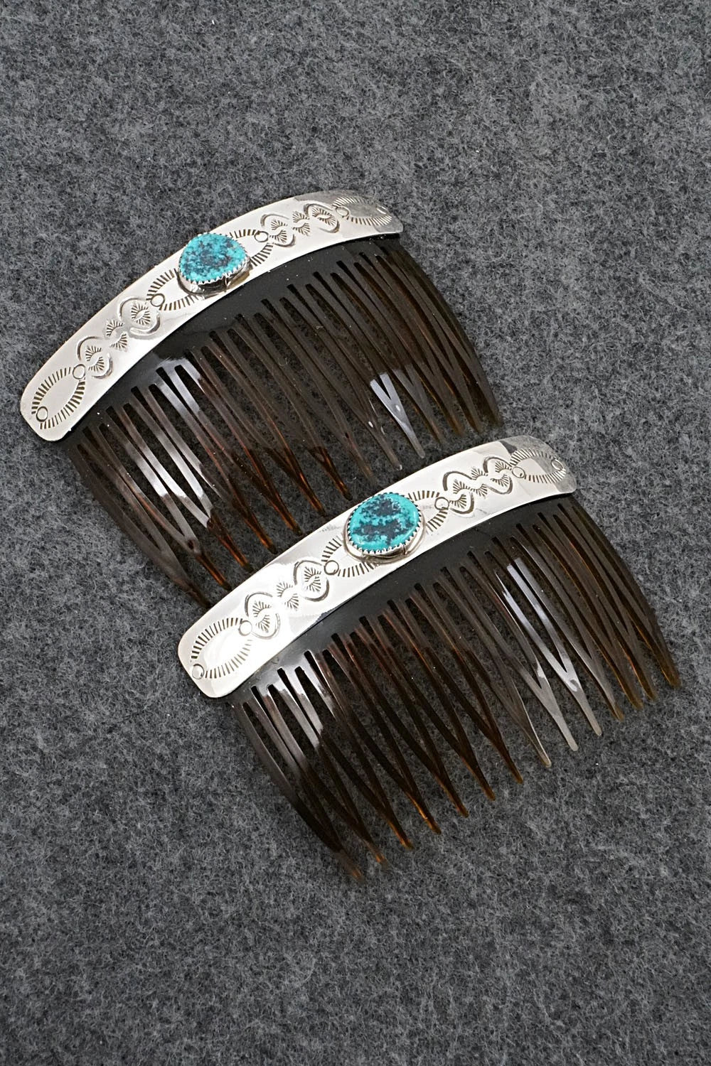 Turquoise & Sterling Silver Hair Combs - Joann Silver