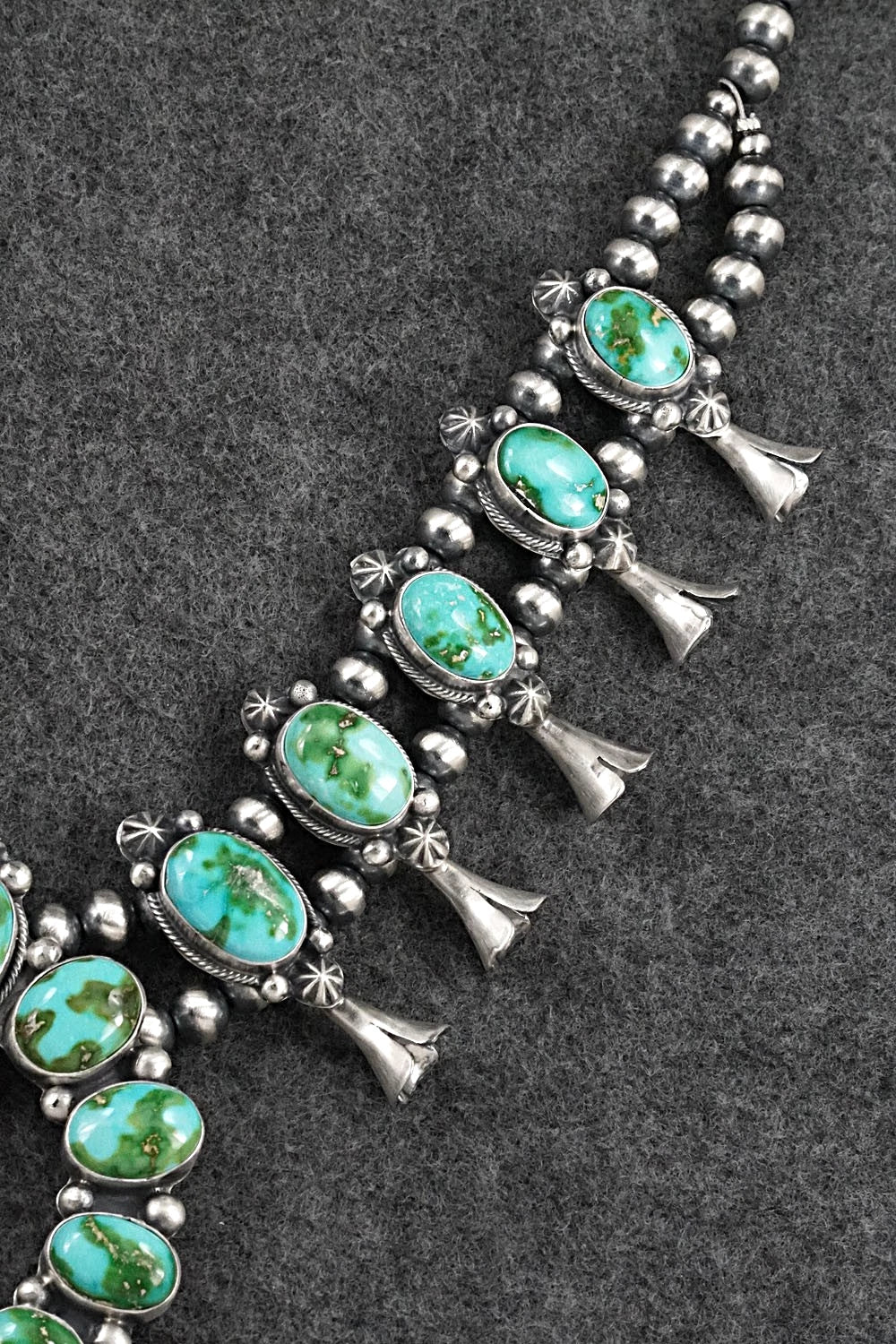 Turquoise & Sterling Silver Squash Blossom Set - Bob Becenti