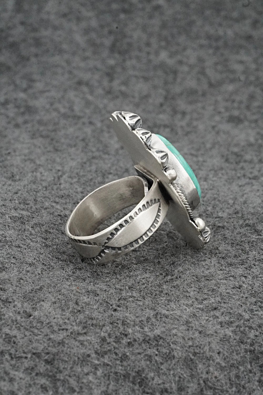 Turquoise & Sterling Silver Ring - Cordell Platero - Size Adjustable