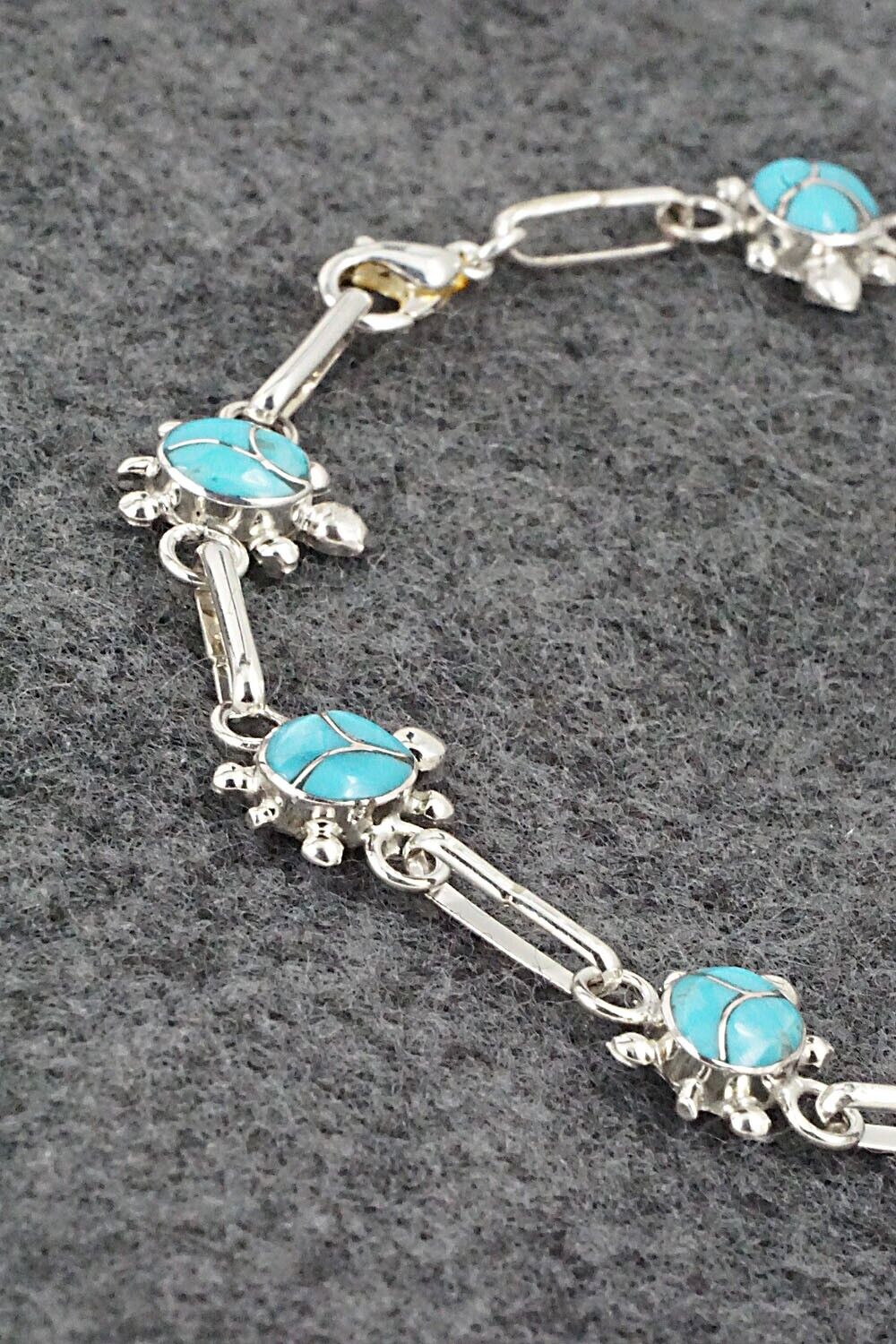 Turquoise & Sterling Silver Link Bracelet - Rebecca Lalio