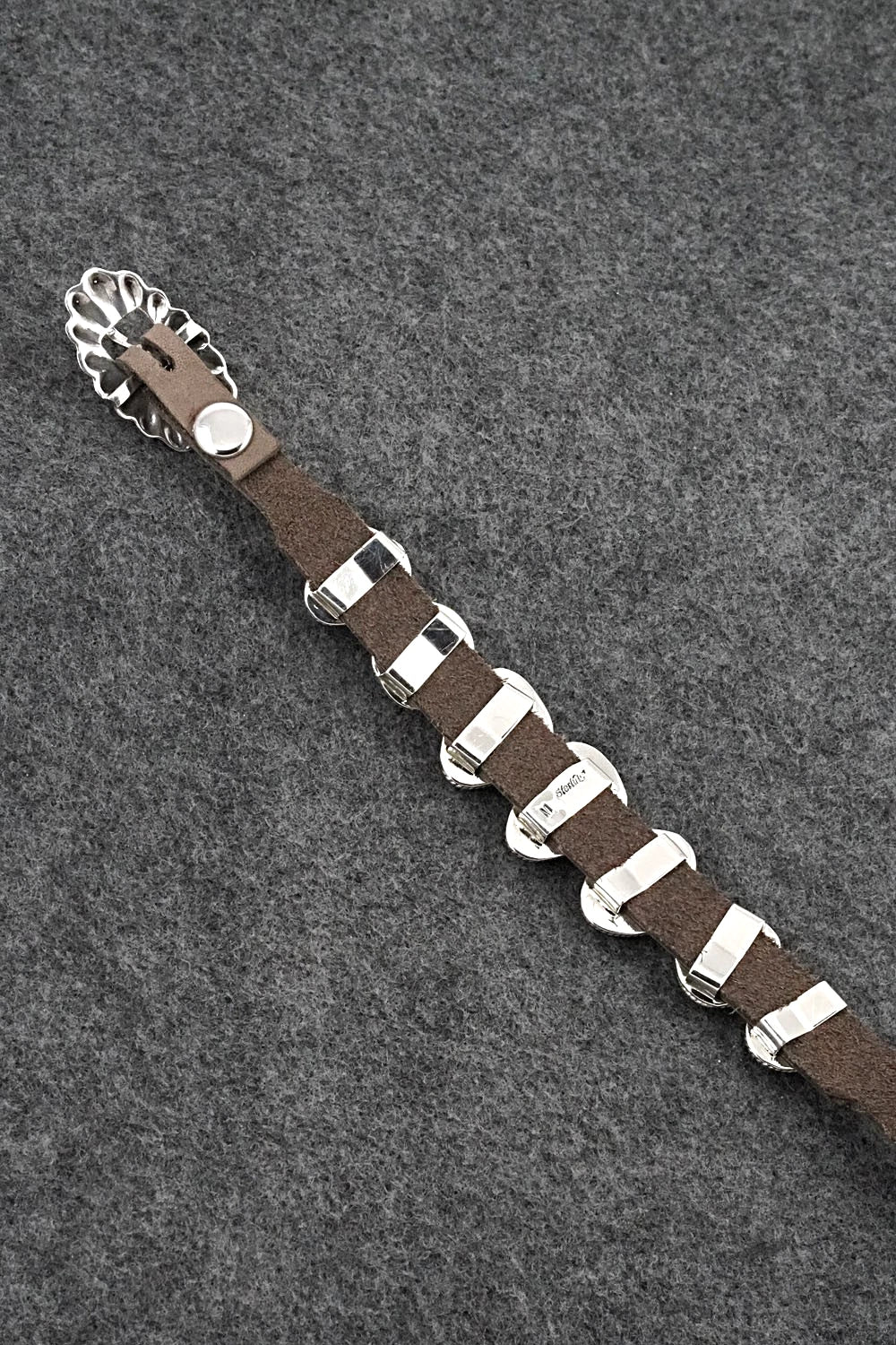 Turquoise, Sterling Silver & Leather Bracelet - Marlene Ramone