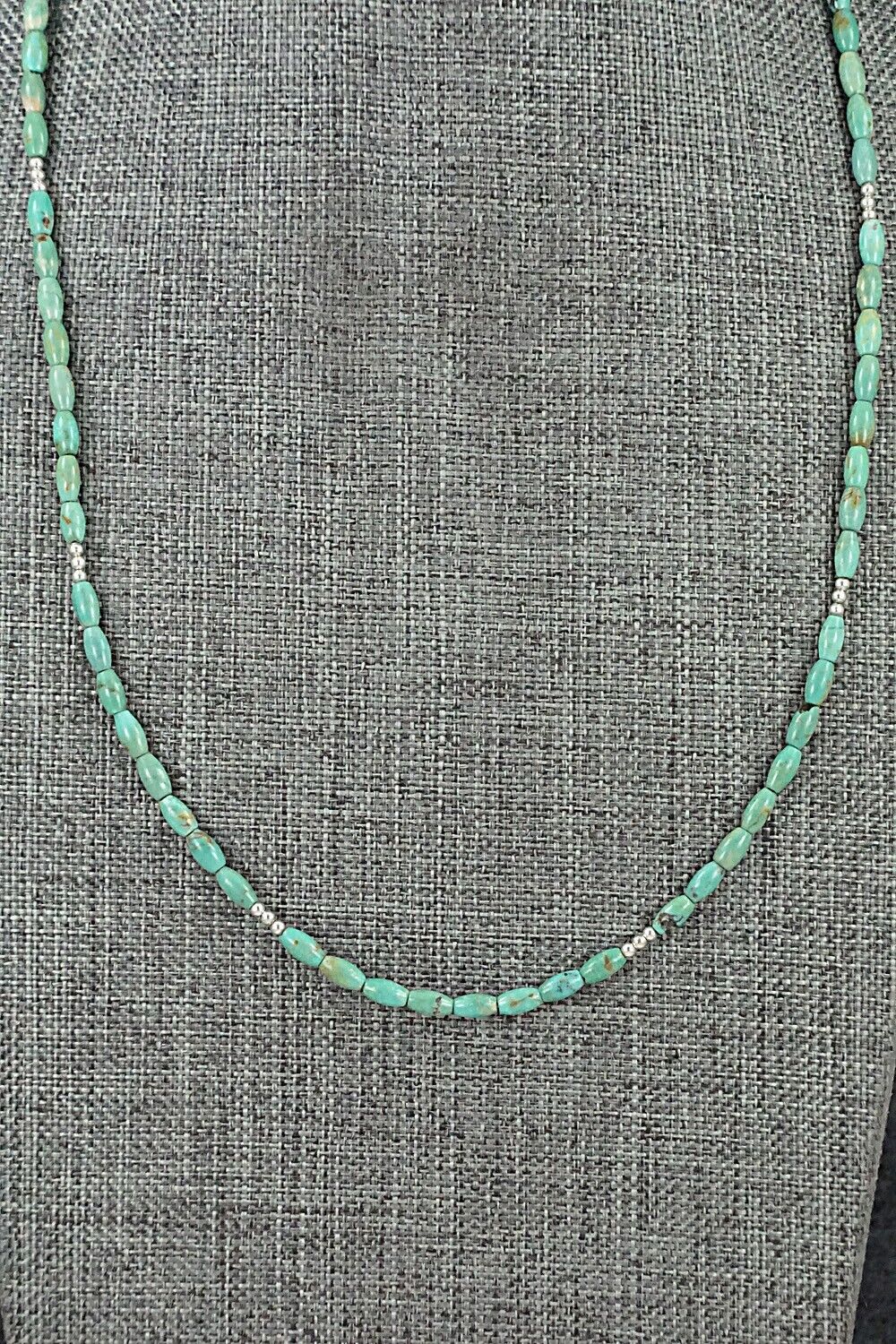 Turquoise & Sterling Silver Necklace 20" - Doreen Jake