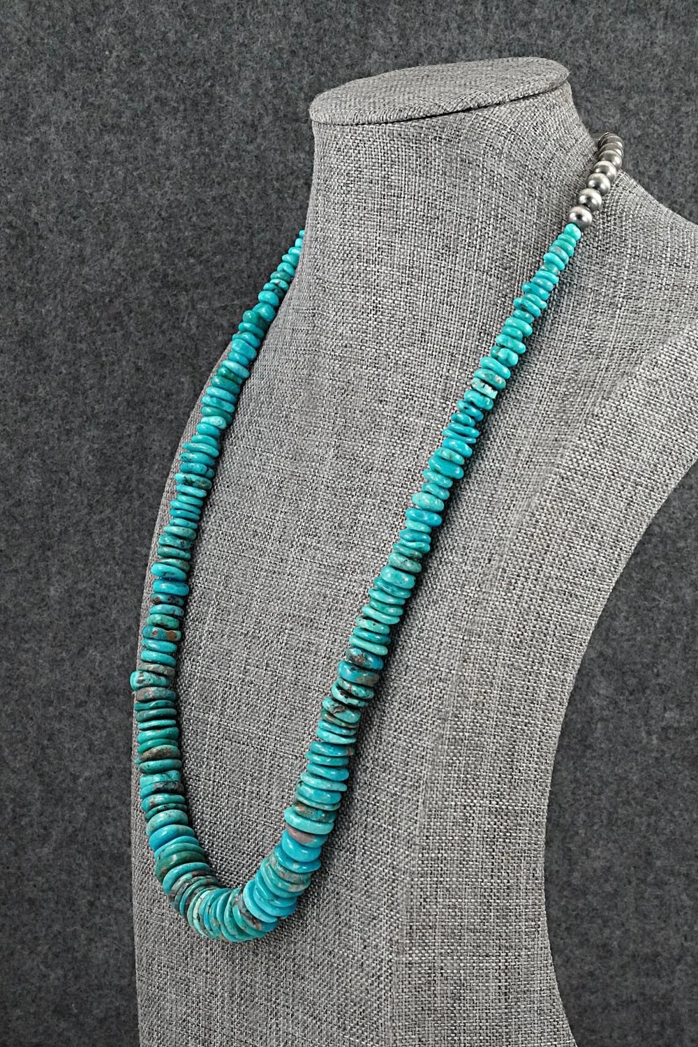 Turquoise & Sterling Silver Necklace 22" - Doreen Jake