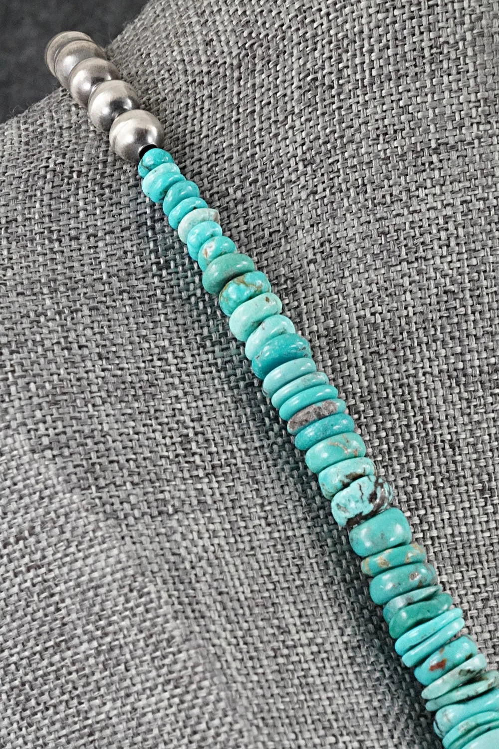 Turquoise & Sterling Silver Necklace 22" - Doreen Jake