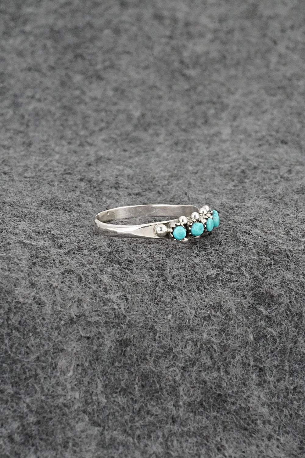 Turquoise & Sterling Silver Ring - April Haloo - Size 6.5