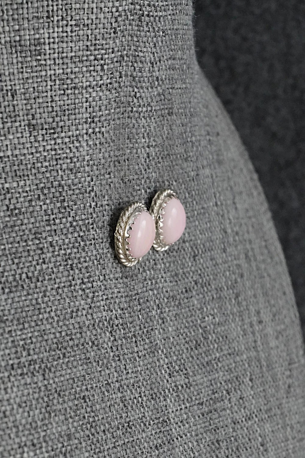 Pink Conch & Sterling Silver Earrings - Esther White