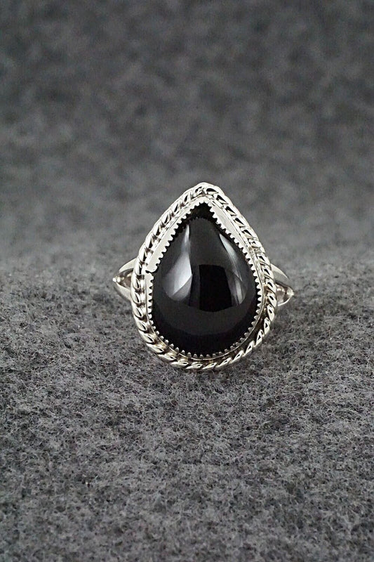 Onyx & Sterling Silver Ring - Arlene Lewis - Size 8.5