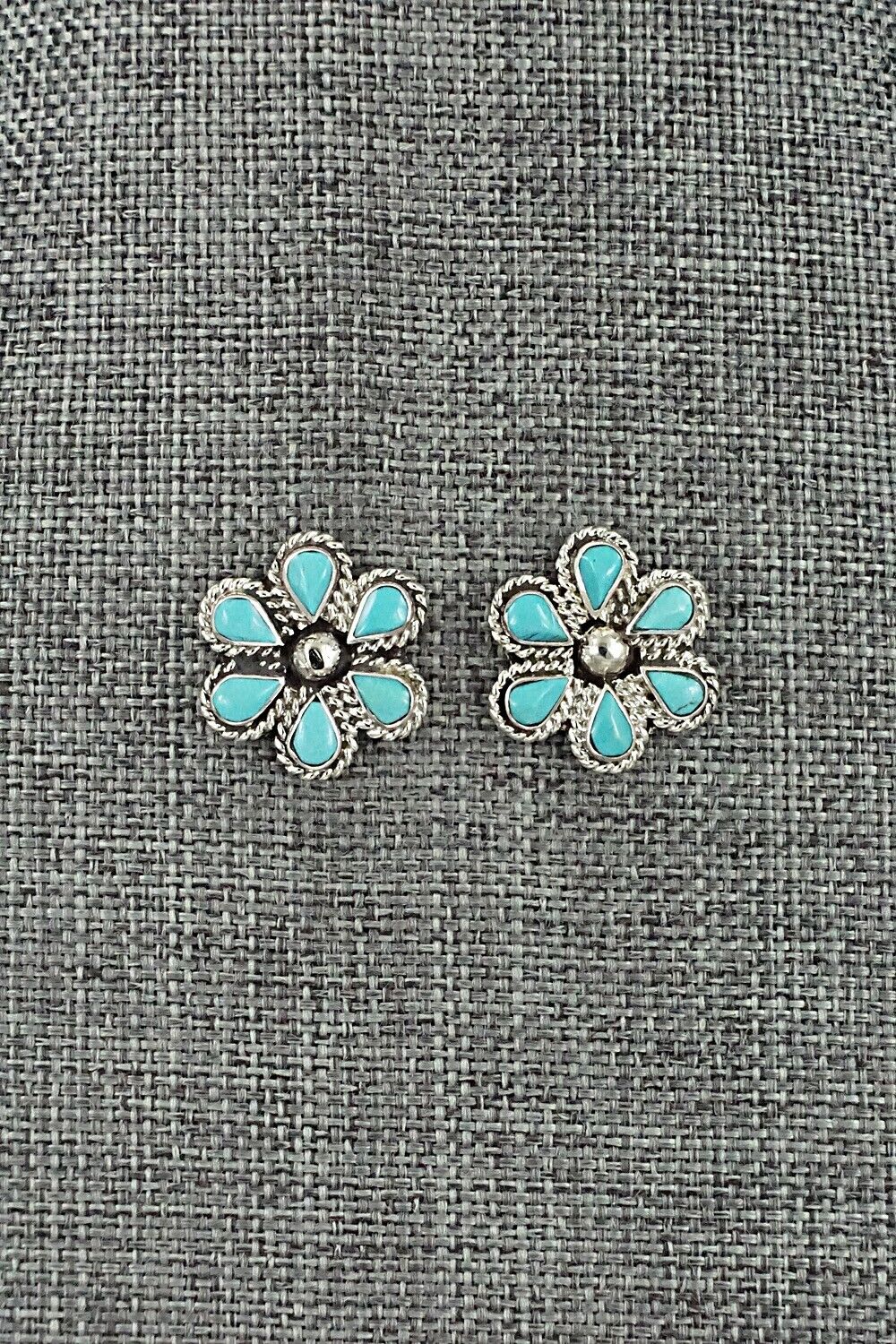 Turquoise & Sterling Silver Earrings - Carol Lateyice