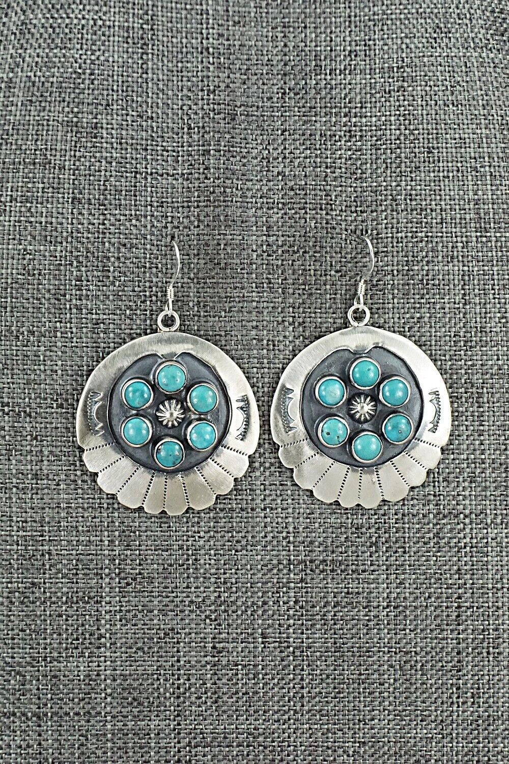 Turquoise & Sterling Silver Earrings - Kenny Lonjose