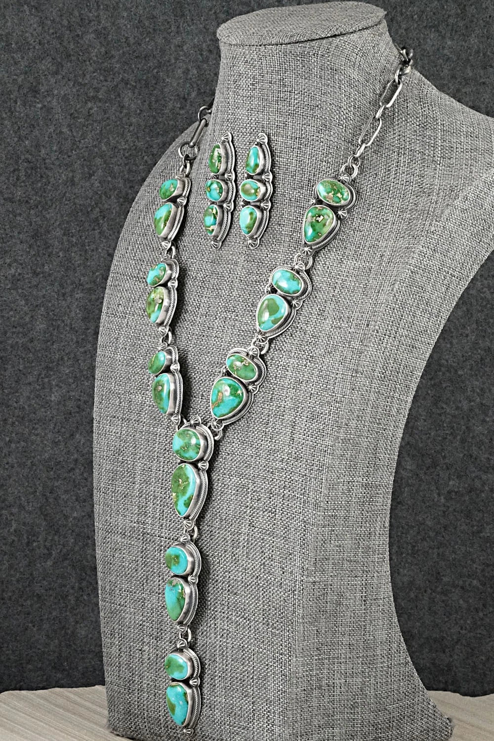 Turquoise & Sterling Silver Necklace and Earrings Set - Randy Boyd