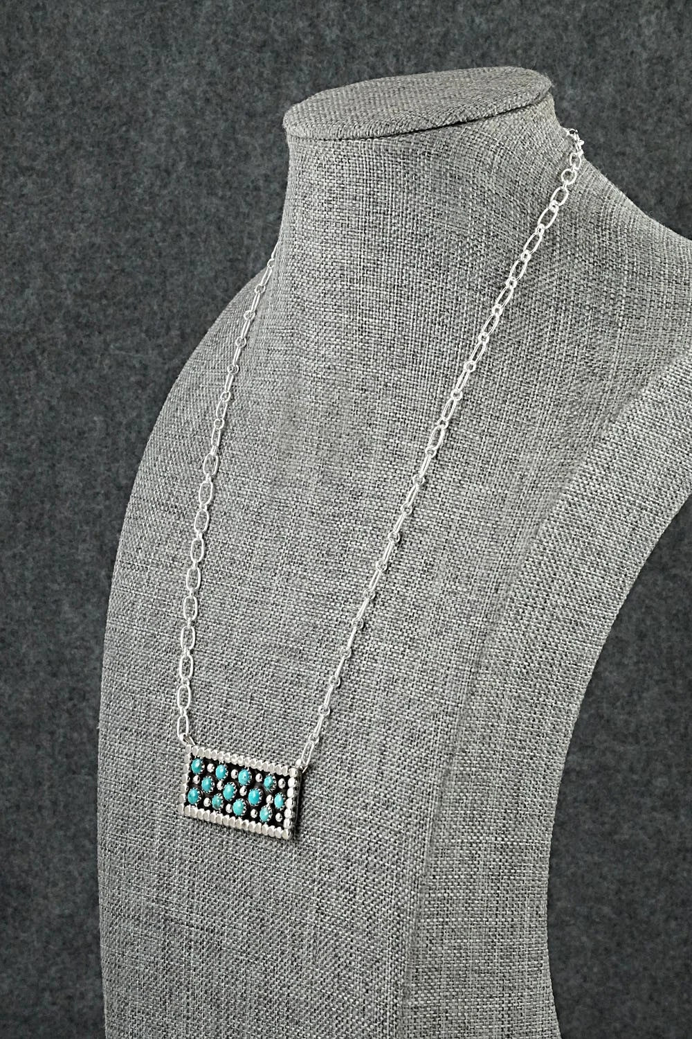 Turquoise & Sterling Silver Necklace - Kenny Lonjose