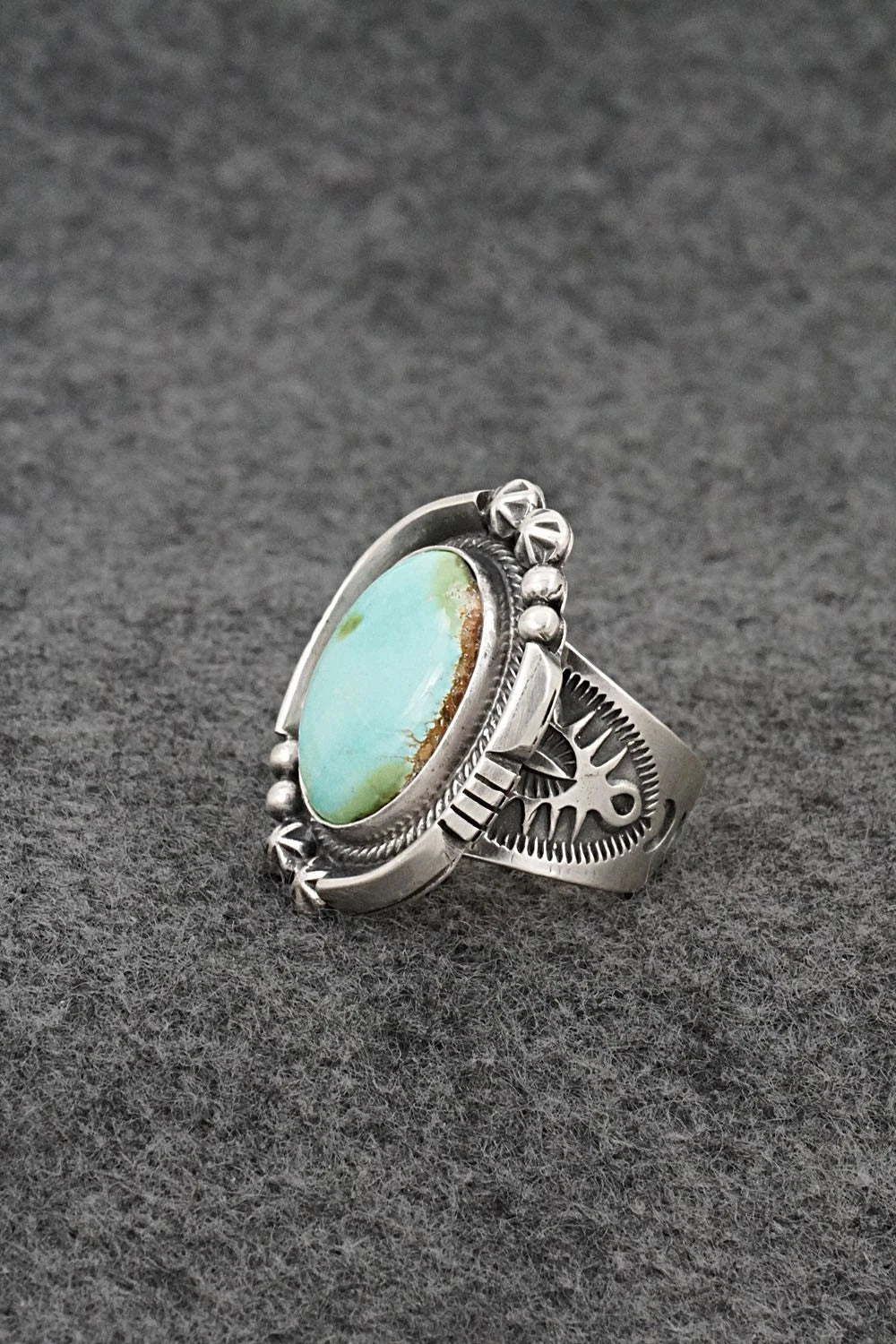 Turquoise & Sterling Silver Ring - Samuel Yellowhair - Size 7.5