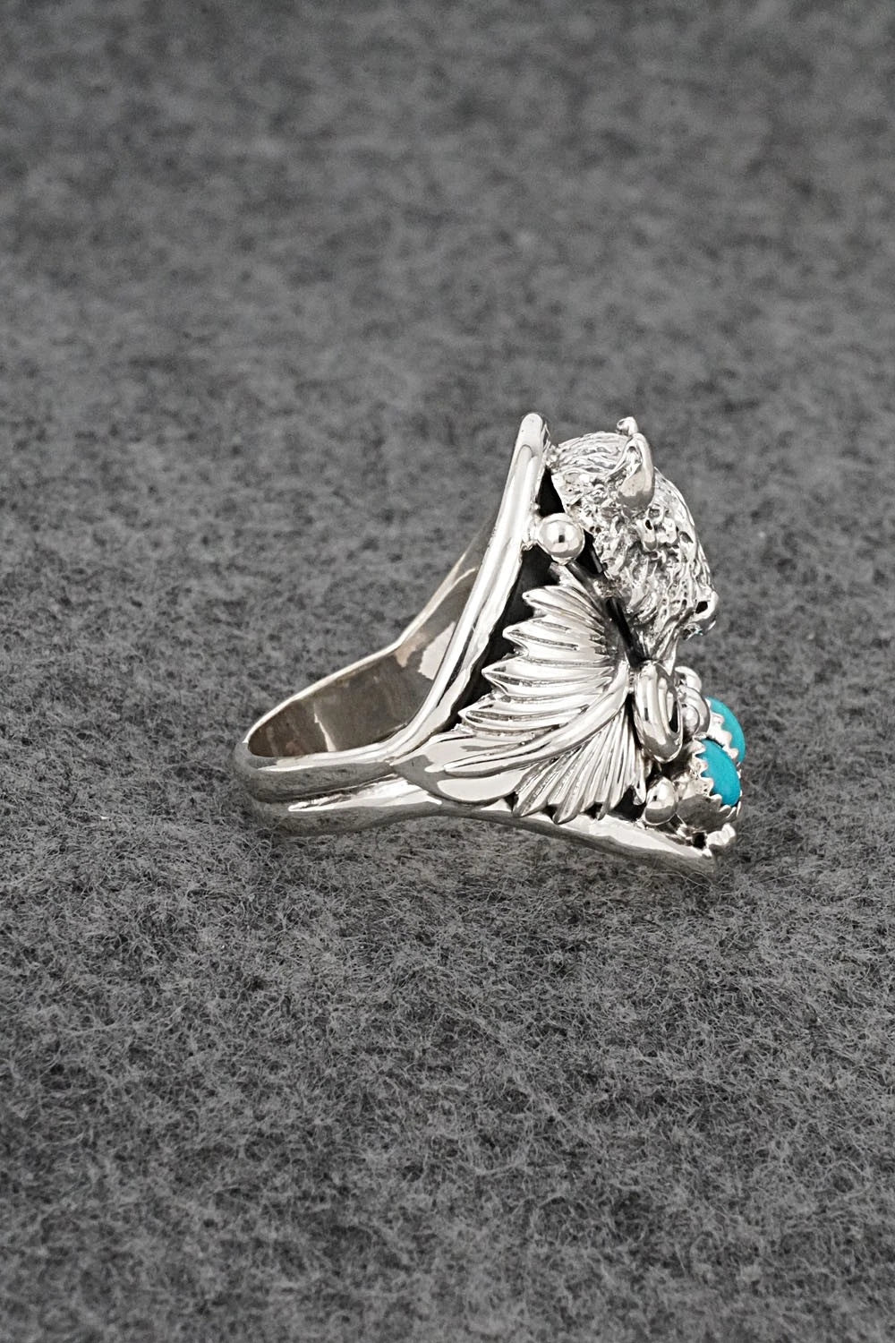 Turquoise & Sterling Silver Ring - Darrell Morgan - Size 11.5