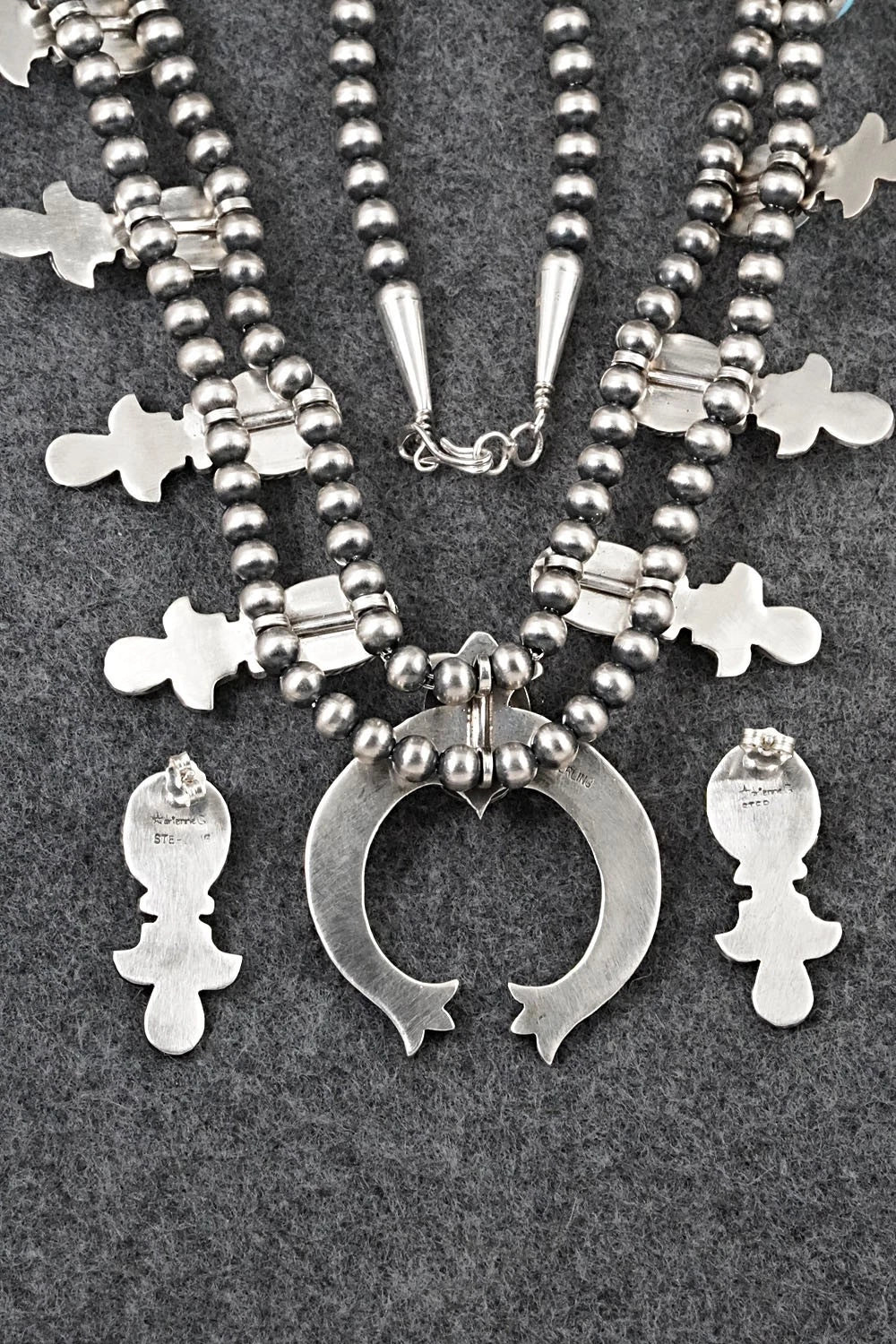 Turquoise & Sterling Silver Squash Blossom Set - Adrienne Gordon