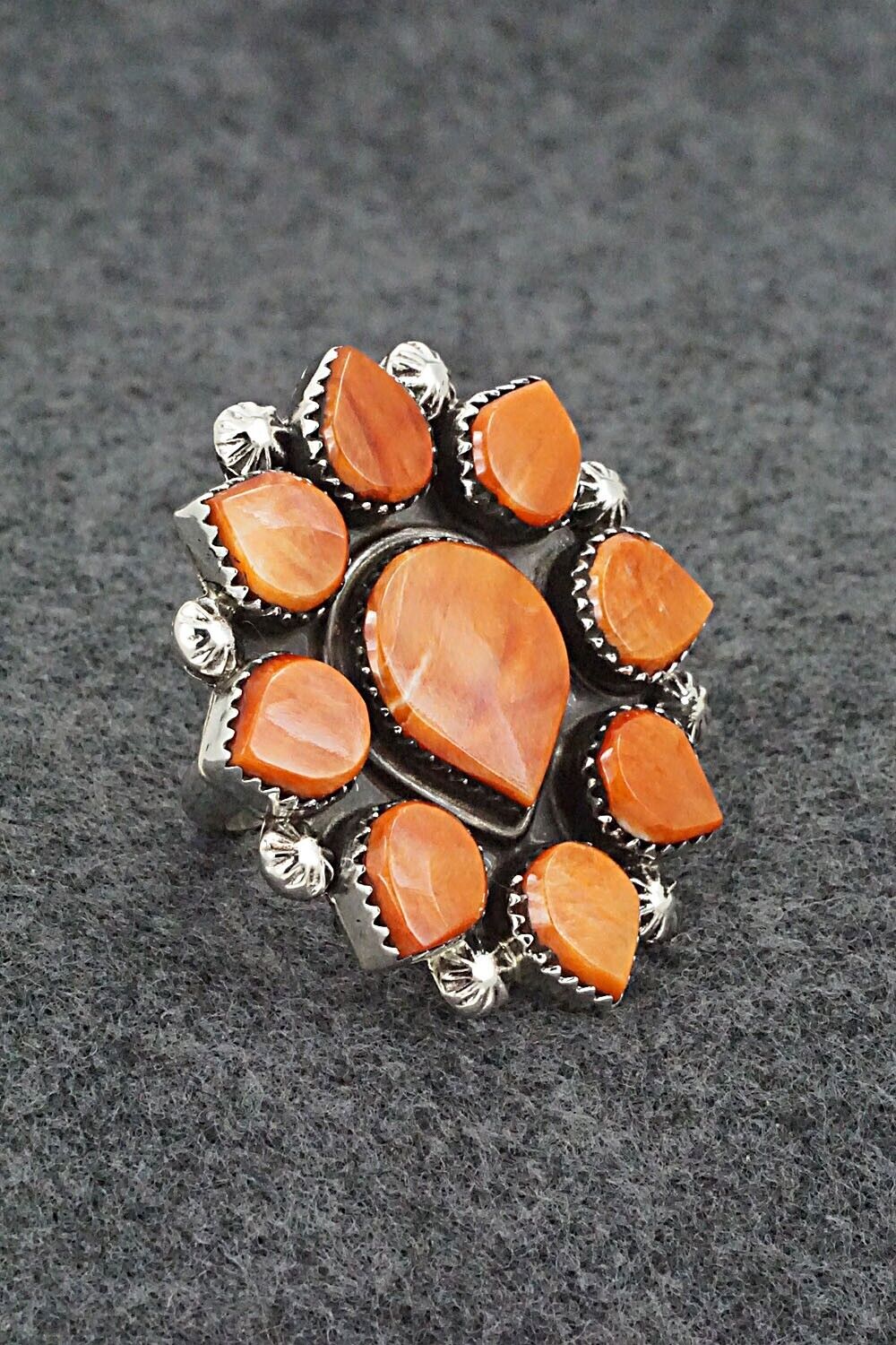 Spiny Oyster and Sterling Silver Ring - Selina Warner - Size 8