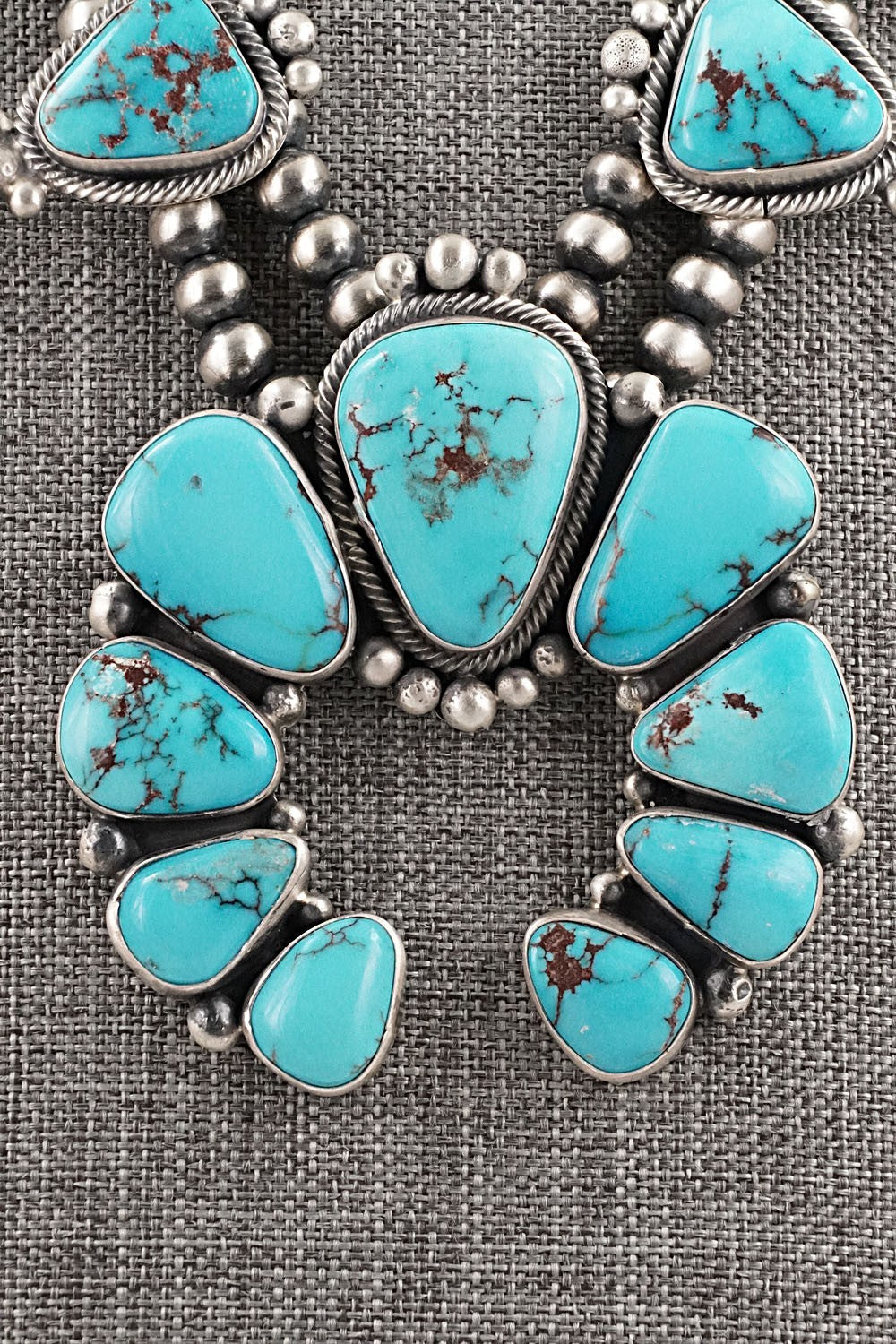 Turquoise & Sterling Silver Squash Blossom Set - Bobby Johnson