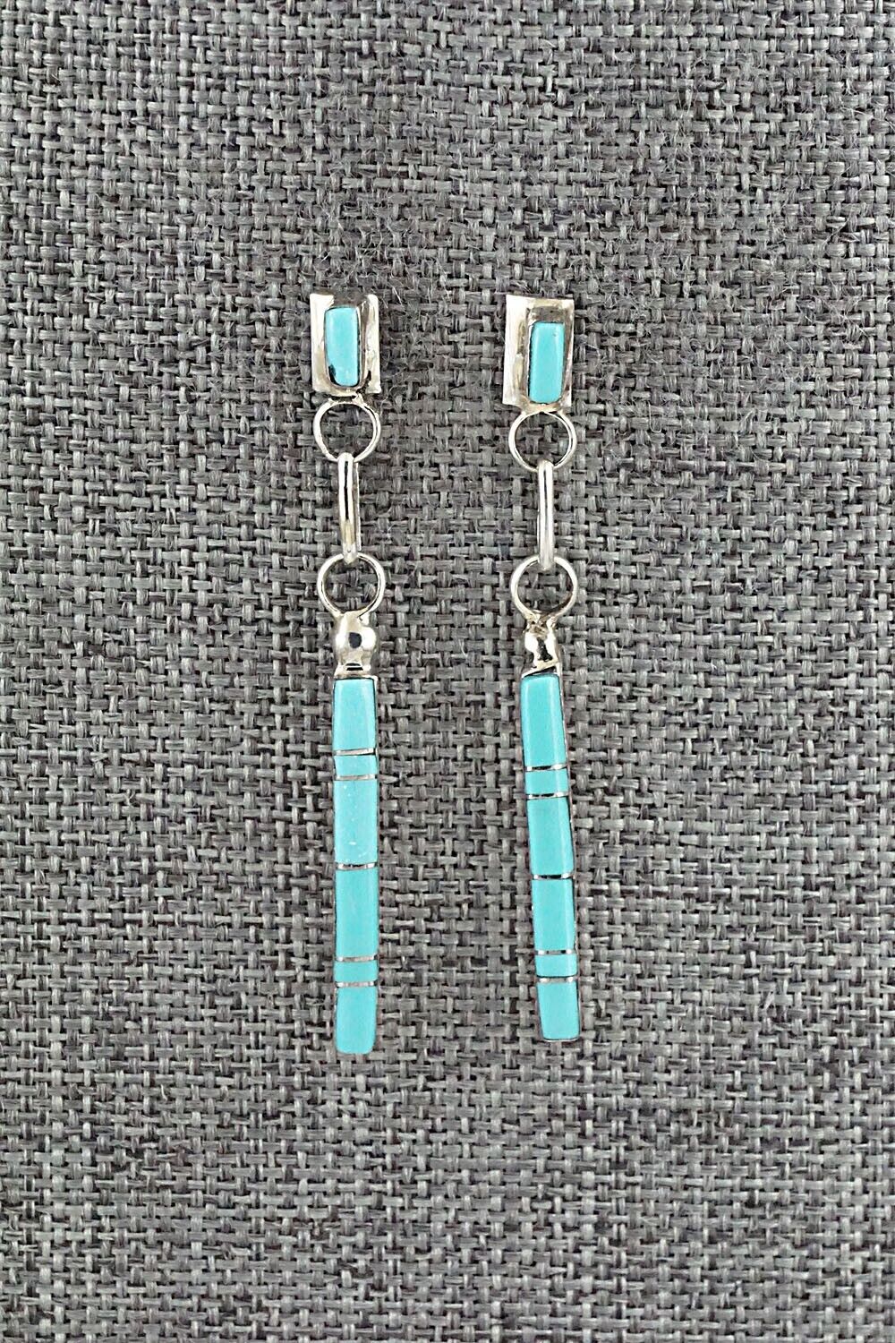 Turquoise & Sterling Silver Earrings - Roland Natachu