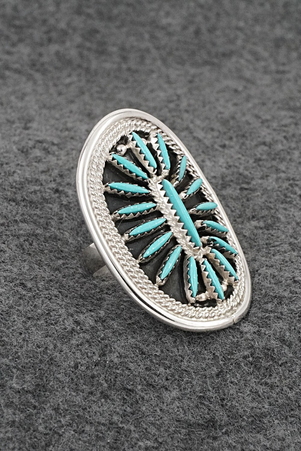 Turquoise & Sterling Silver Ring - Jack Etsate - Size 9.25