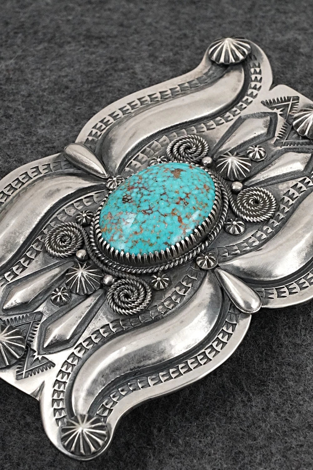 Turquoise & Sterling Silver Belt Buckle - Delbert Gordon