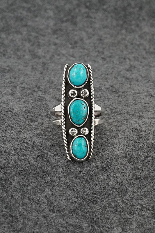 Turquoise & Sterling Silver Ring - Priscilla Reeder - Size 8