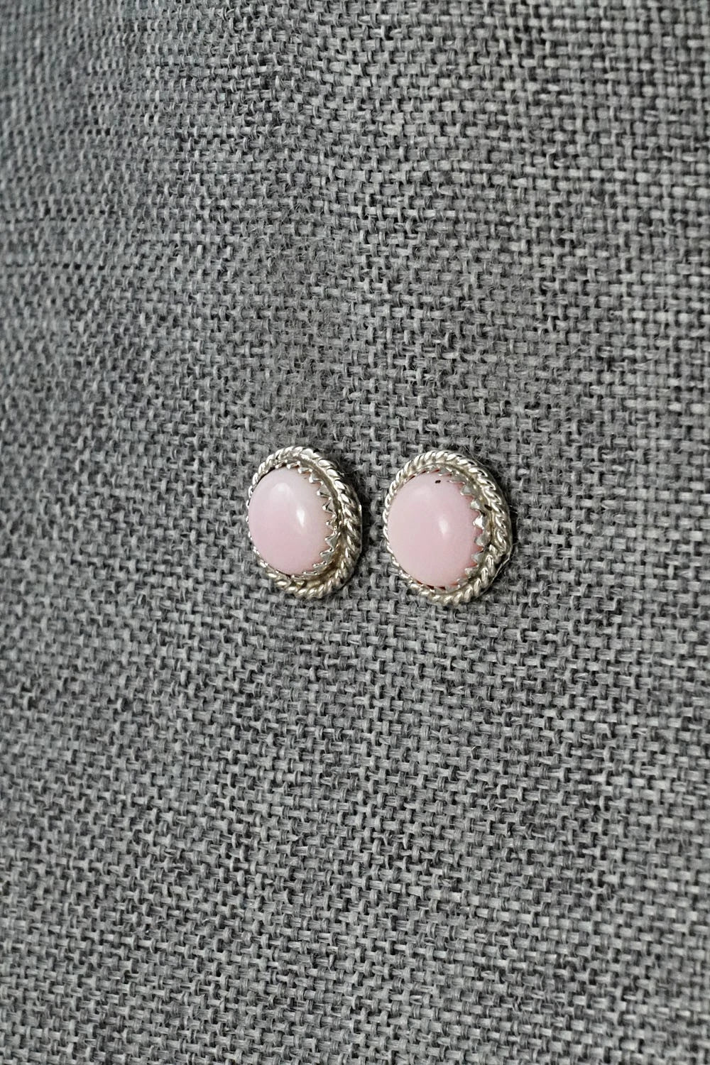 Pink Conch & Sterling Silver Earrings - Esther White