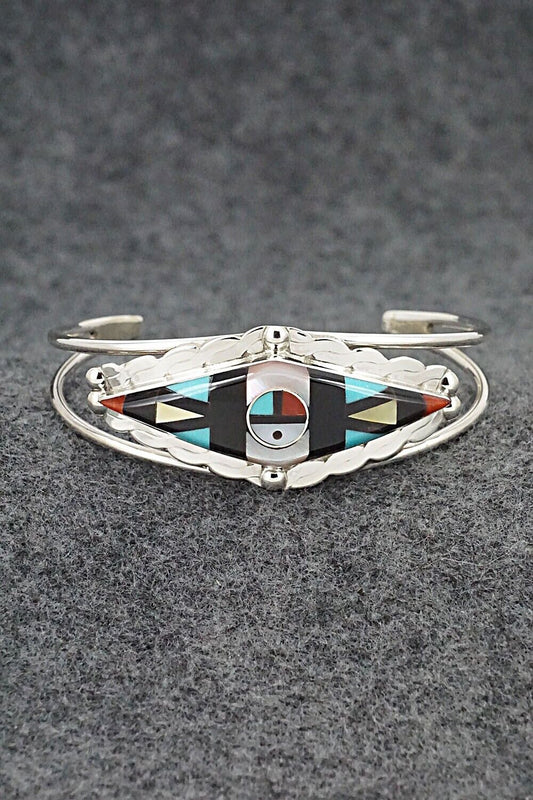 Multi Stone & Sterling Silver Inlay Bracelet - Ernie Ohmsatte