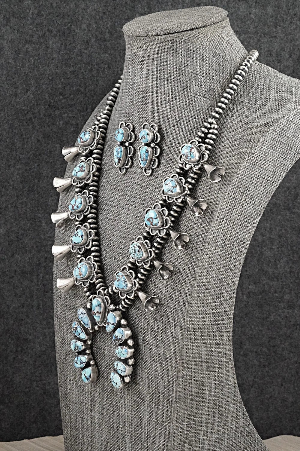 Turquoise & Sterling Silver Squash Blossom Set - Darrin Livingston