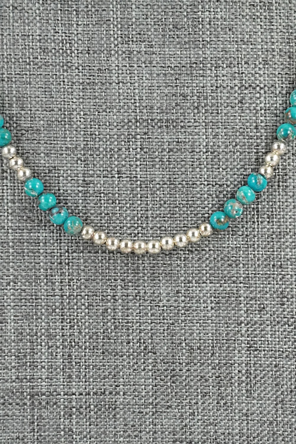 Turquoise & Sterling Silver Necklace 18" - Doreen Jake