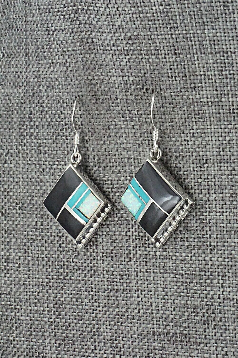 Multi-Stone & Sterling Silver Inlay Earrings - James Manygoats