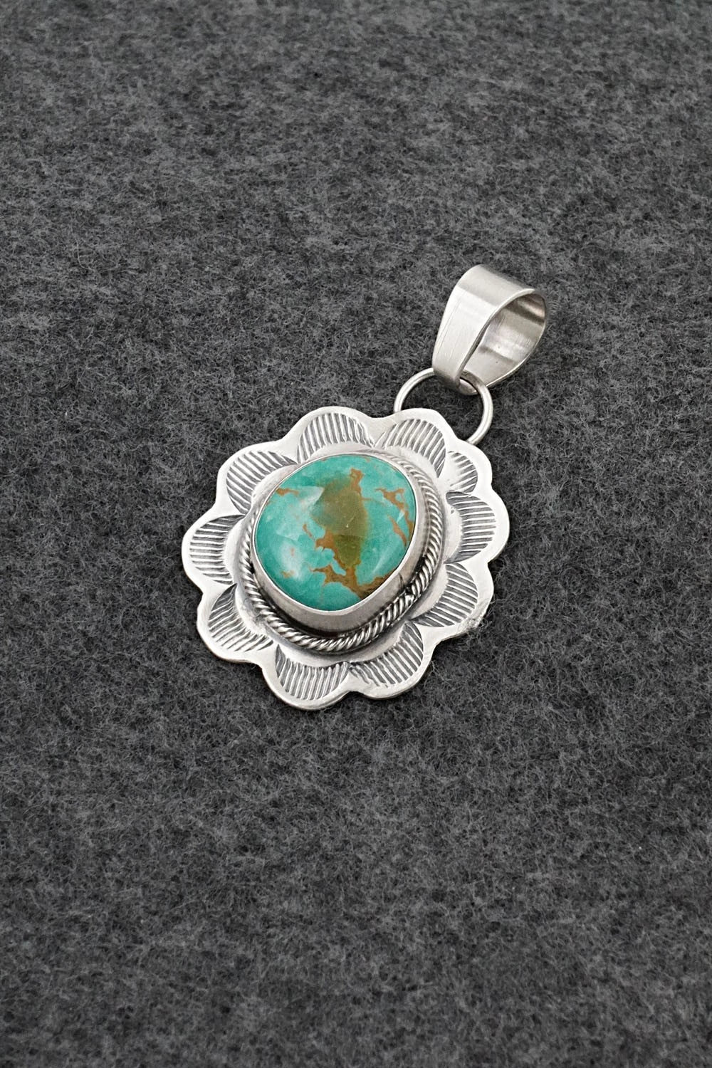 Turquoise & Sterling Silver Pendant - Cordell Platero