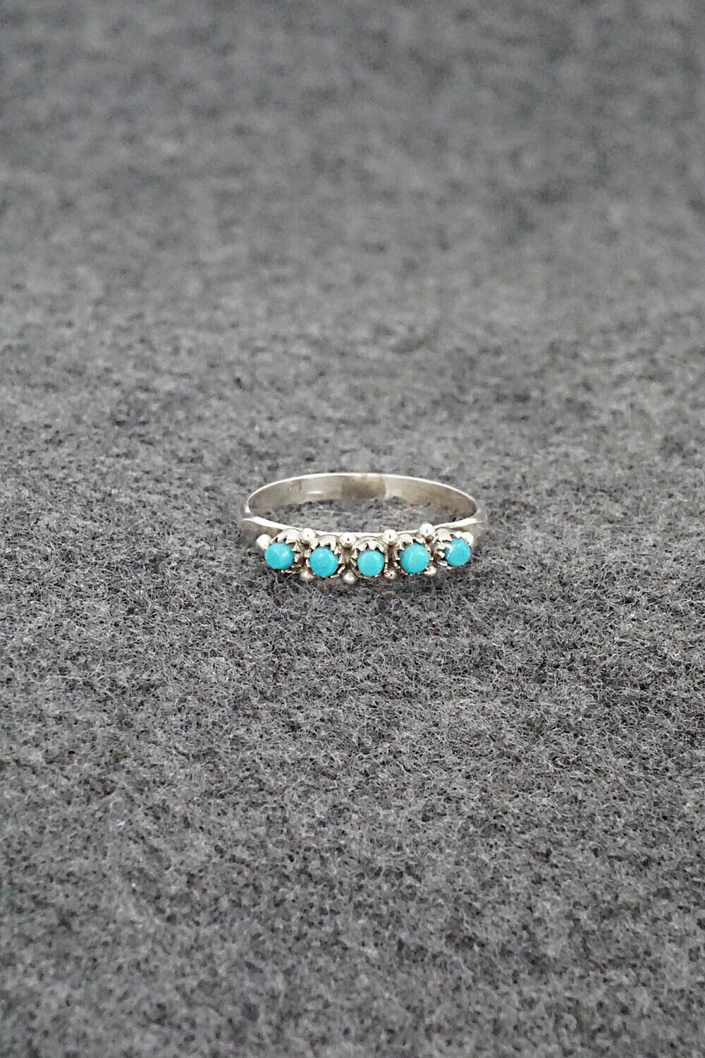 Turquoise & Sterling Silver Ring - April Haloo - Size 6.5