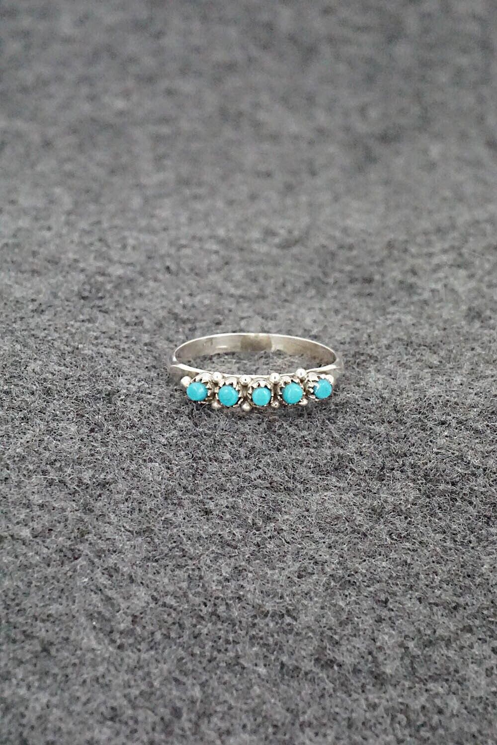 Turquoise & Sterling Silver Ring - April Haloo - Size 8