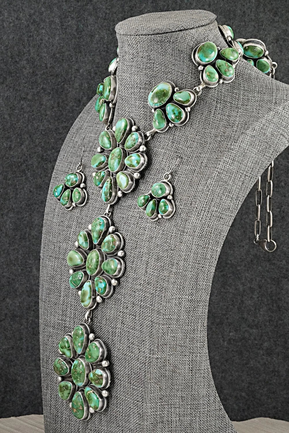 Turquoise & Sterling Silver Necklace and Earrings Set - Paul Livingston