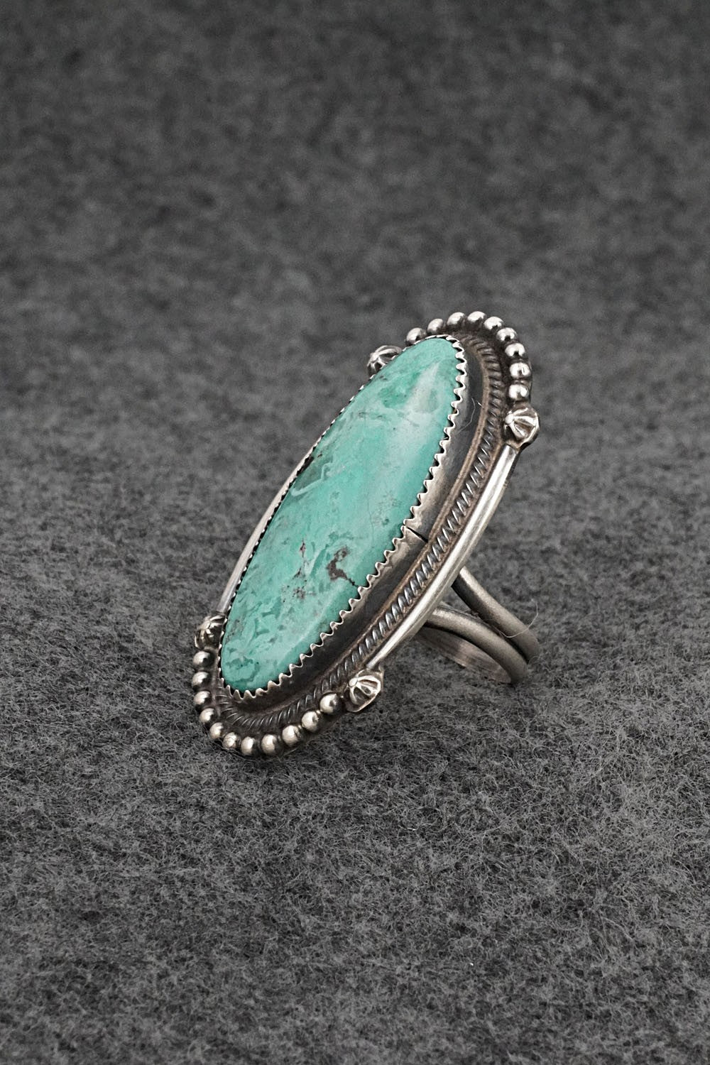 Turquoise & Sterling Silver Ring - Leslie Nez - Size 10