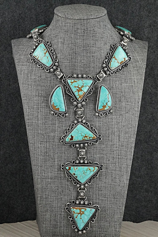 Turquoise & Sterling Silver Necklace and Earrings Set - Paul Livingston