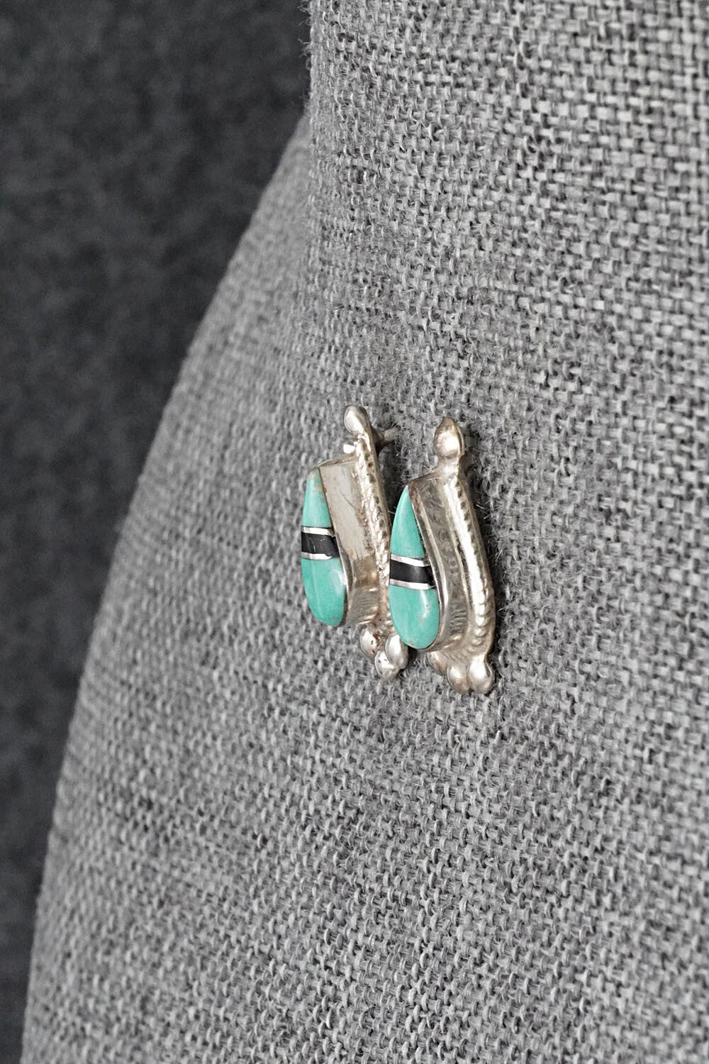 Turquoise, Onyx & Sterling Silver Earrings - Terrance Panteah
