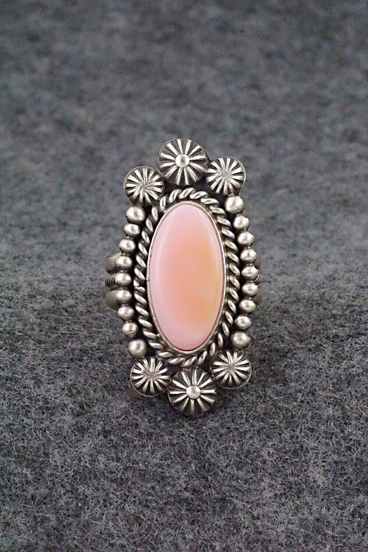 Pink Conch Shell & Sterling Silver Ring - Michael Calladitto - Size 8