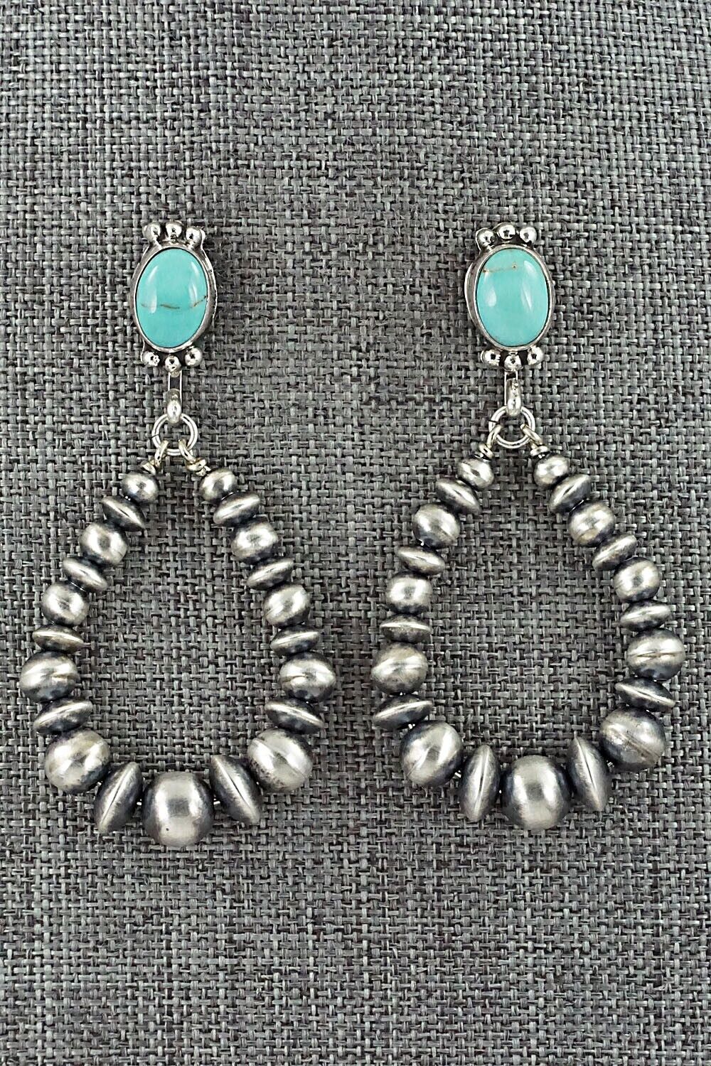 Turquoise & Sterling Silver Navajo Pearl Earrings - Grace Kenneth