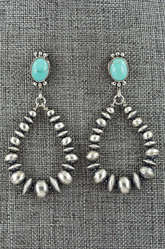 Turquoise & Sterling Silver Navajo Pearl Earrings - Grace Kenneth