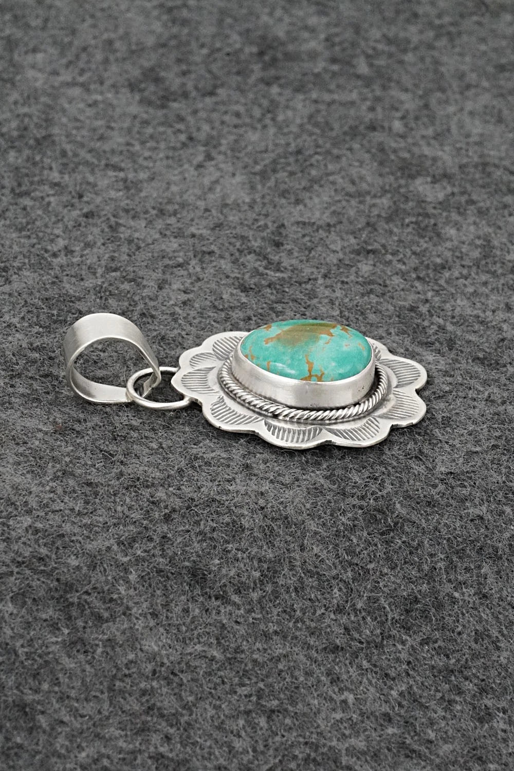 Turquoise & Sterling Silver Pendant - Cordell Platero