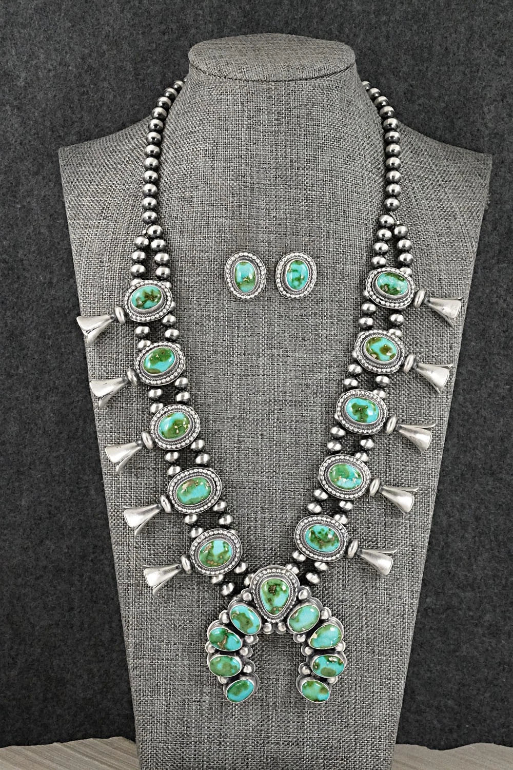 Turquoise & Sterling Silver Squash Blossom Set - Randy Boyd