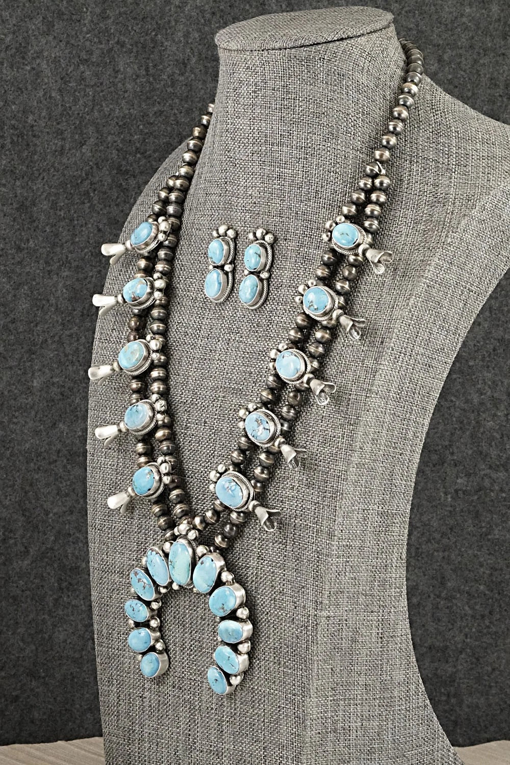 Turquoise & Sterling Silver Squash Blossom Set - Darrin Livingston